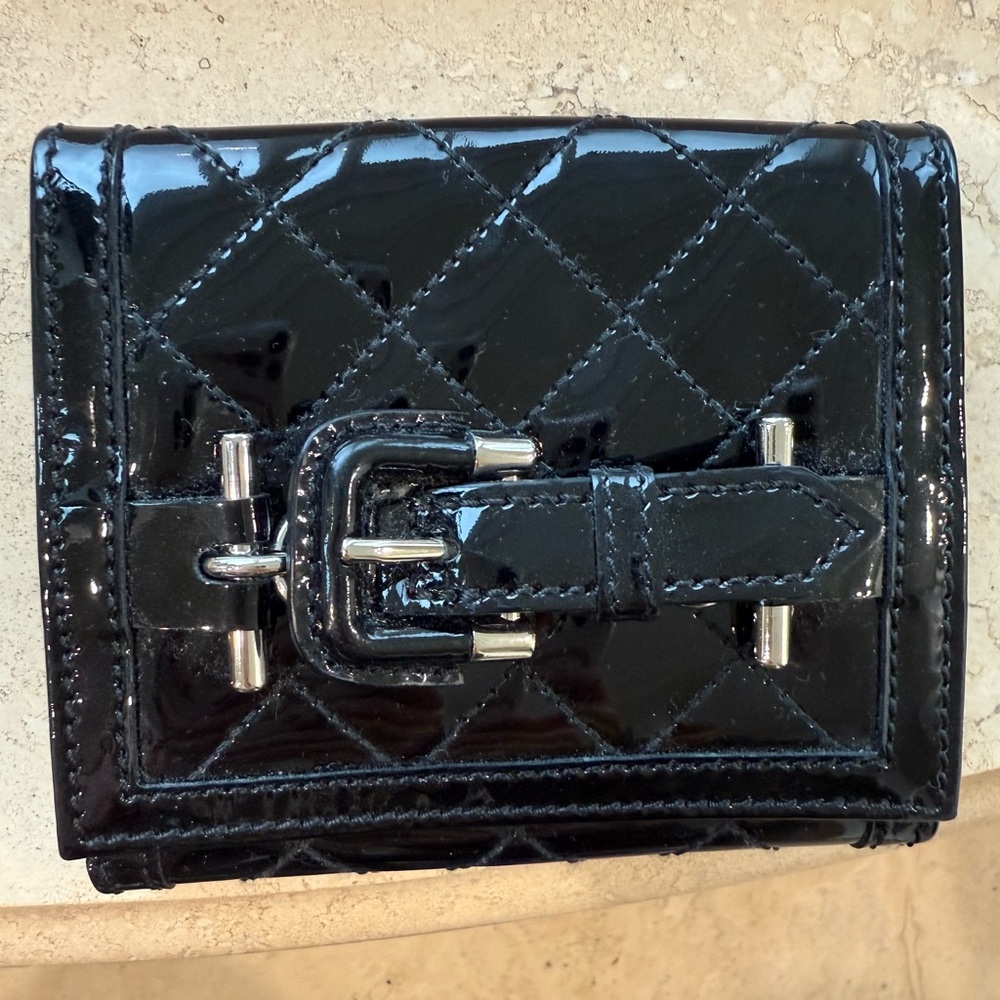 Burberry Black Patent Quilted Wallet